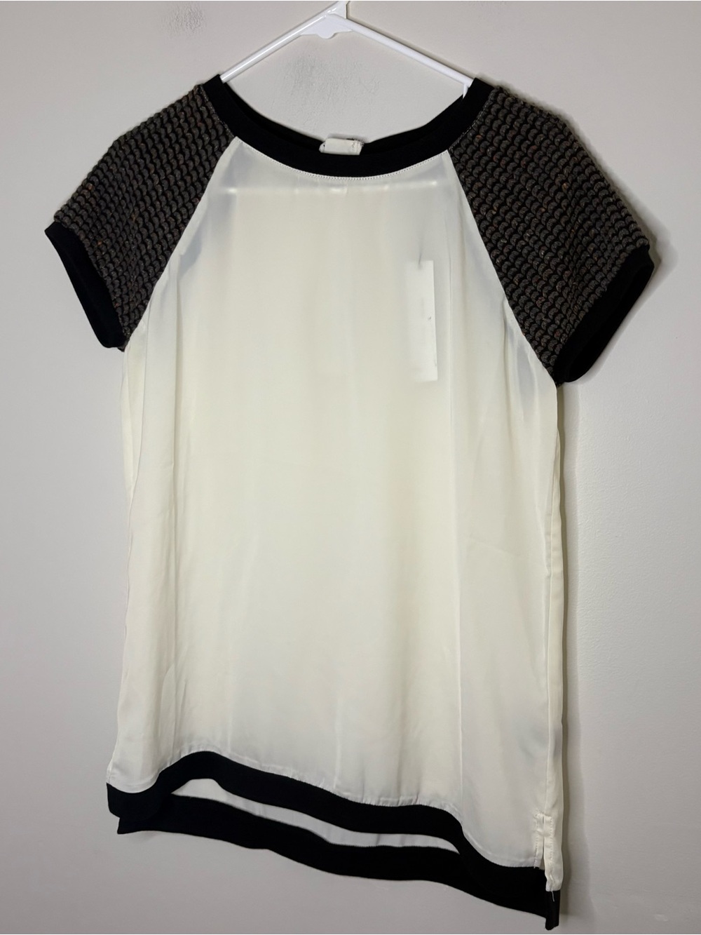 NWT Sanctuary Women’s XS Short Sleeve Top Blouse White Preppy Work Whimsy